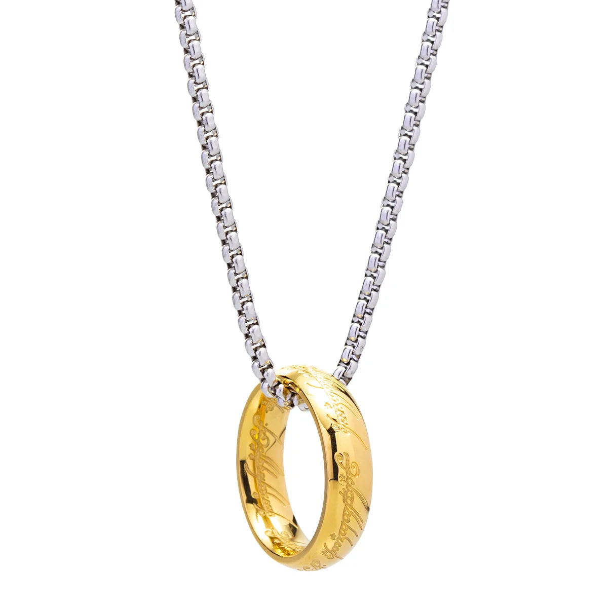 لورد أوف ذا فنجر خواتم قلادة الفيلم مع نفس الداخل والخارج 3D النقش قلادة السنسكريت الإسبانية #6