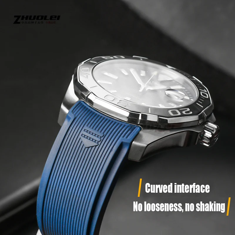 حزام من السيليكون المطاطي للرجال ، حزام الساعات ، اكسسوارات الساعات ، سوار ، تاغ هوير ، كاريرا ، AQUARACER 300 ، WAY201A ، WAY211C ، WAY111A ، 22 مللي متر