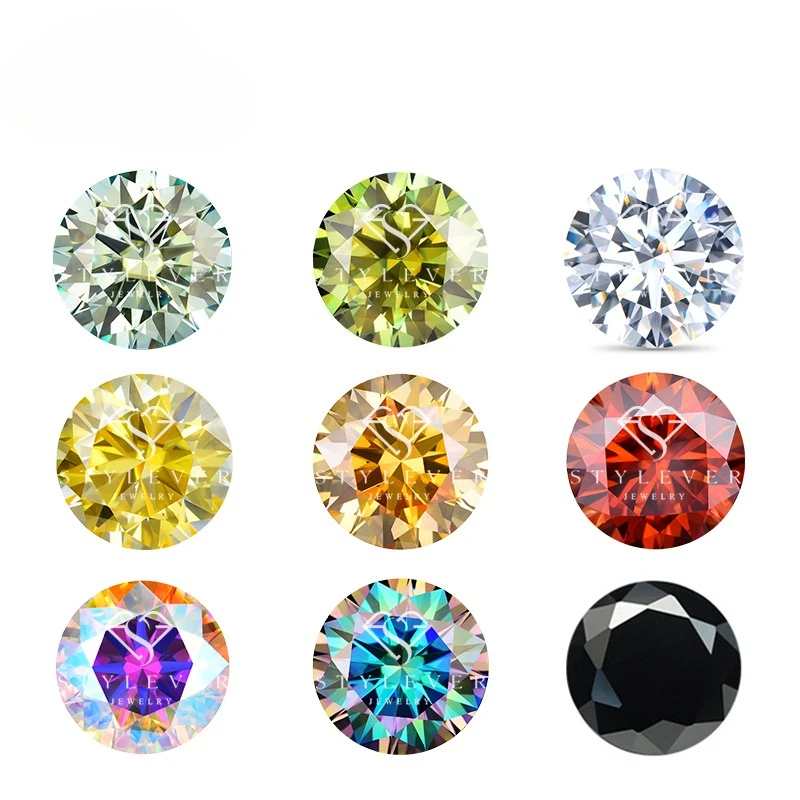 Real 1ct To 3ct Multicolor Certified Moissanite 8 Hearts And 8 Arrows Cutting Round Gemstones Pass Diamond Test Fine Jewelry NEW