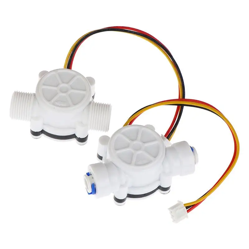 White PE Flow Sensor Series Digital Liquid Flow Sensor YF S401 S402 G3/4 G1/2 Hall Effect Inline Meter For RO Machine