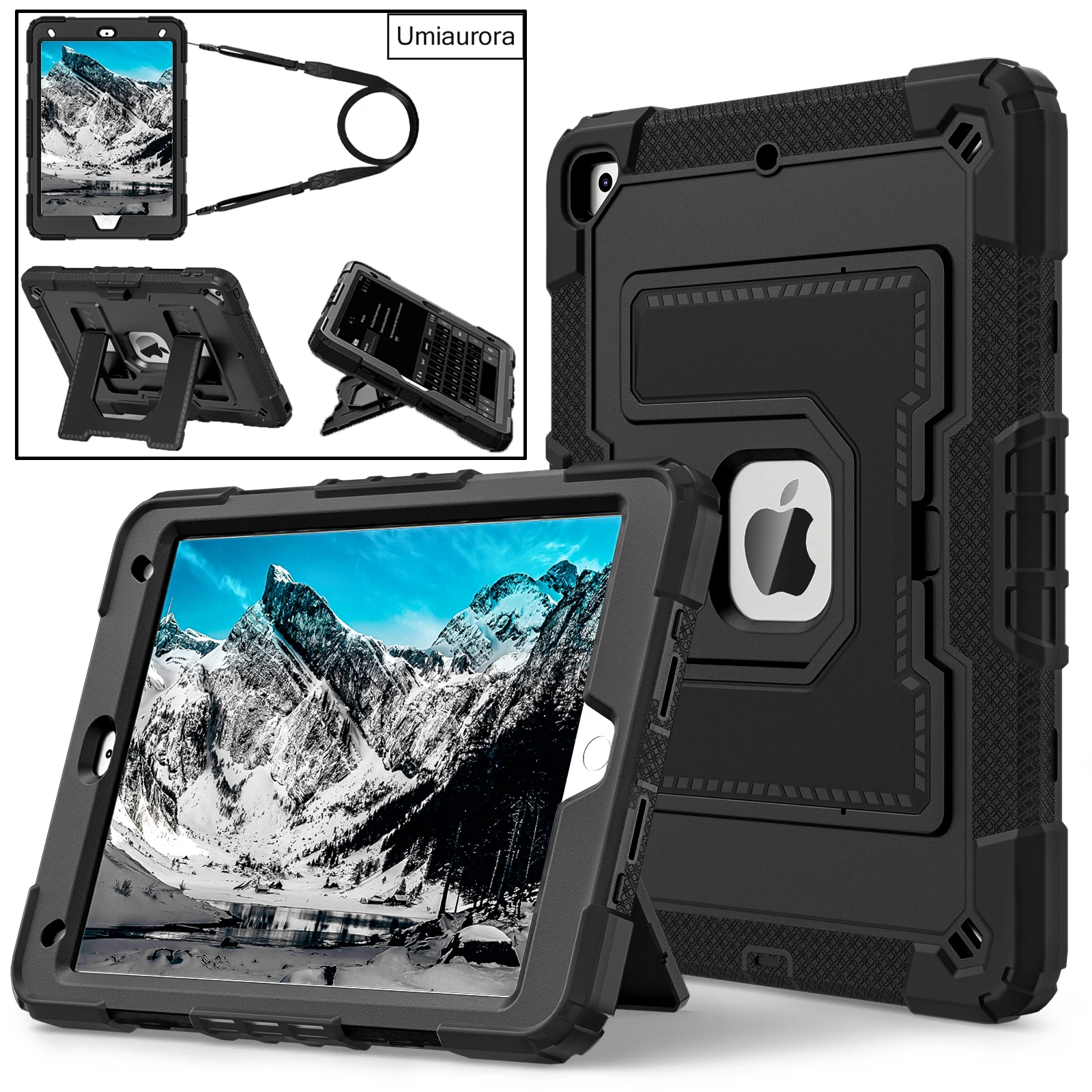 

For IPad 11th 11 inch A16 10th 10.9 7th 8th 9th Gen 10.2 Kids Stand Shoulder Strap Tablet Case Shockproof PC Rugged Cover Funda