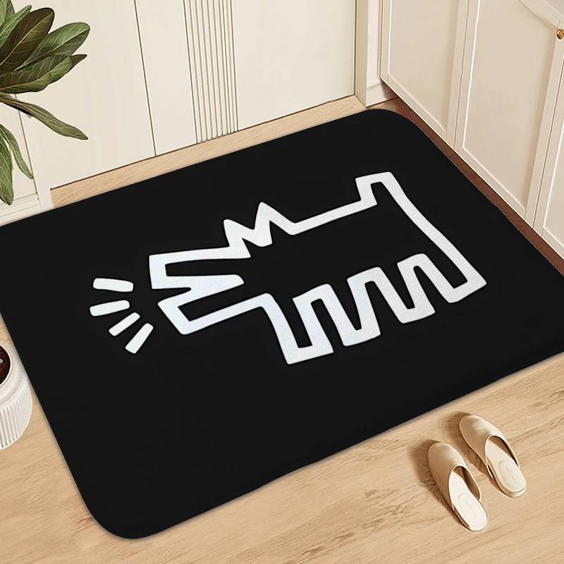 Foot Mat H-Haring G-Geometric Graffiti Cute Carpet for Bedroom Washable Non-slip Kitchen Living Room Rug Doormat Entrance Door