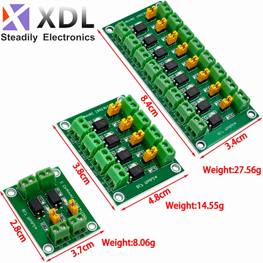 PC817 2/4 Channel Optocoupler Isolation Board Voltage Converter Adapter Module 3.6-30V Driver Photoelectric Isolated Module