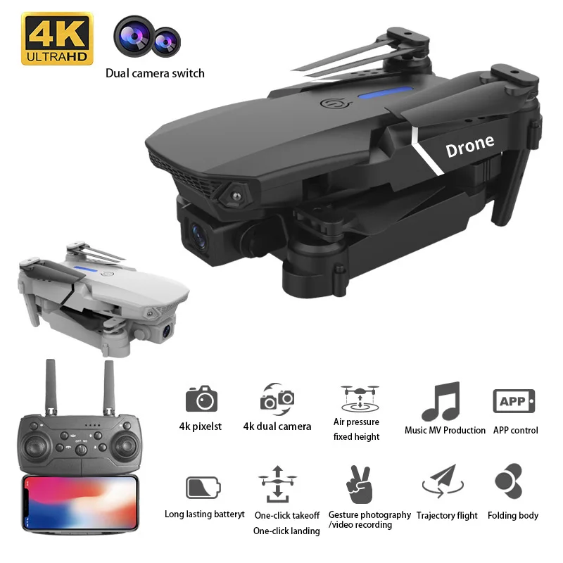 4K Folding Drone Professionelle HD Quadcopter Fernbedienung Flugzeug Luftaufnahmen Dual-Kamera Kinder Spielzeug Geschenke DRONE