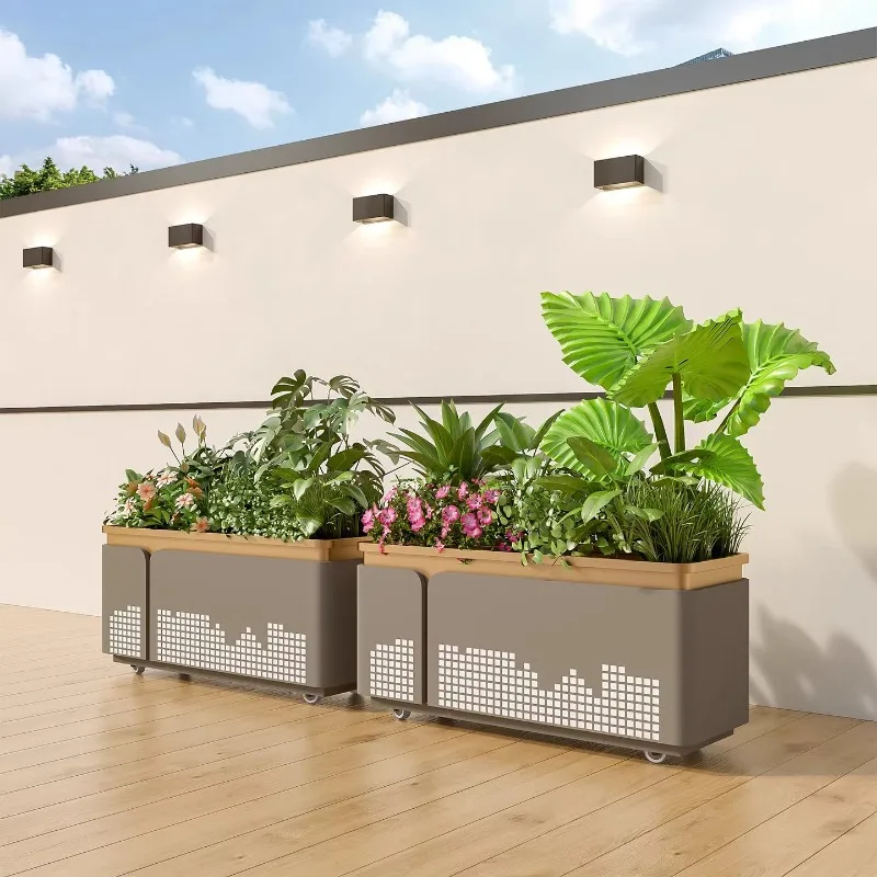 Outdoor flower box, outdoor wrought iron flower stand planting box