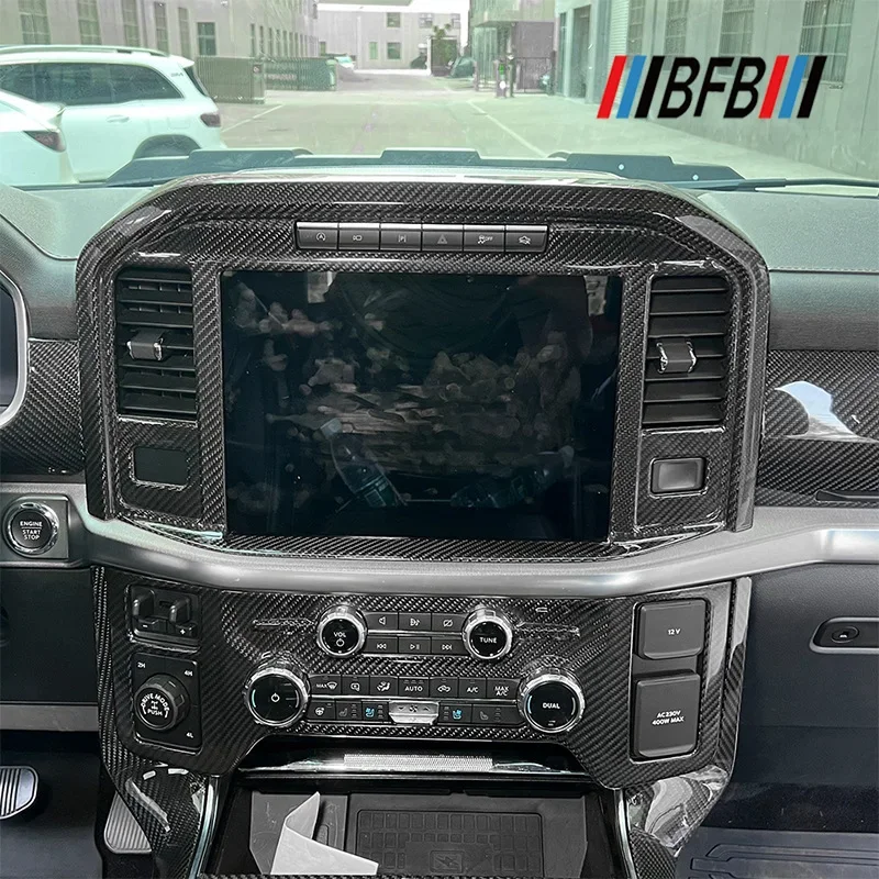 For Ford Raptor F150 Real Dry Carbon Fiber LCD Screen Frame central control Interior Decoration Modification Accessories 22-26