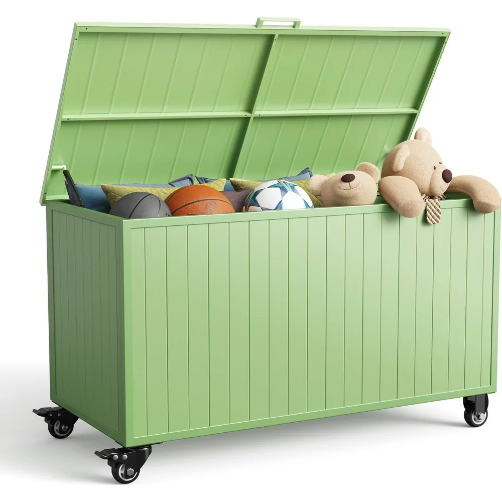 

Storage Deck Box with Wheels 150 Gallon, Aluminum Deck Boxes Outdoor Waterproof, Patio Storage Box for Home/Backyard/Poo