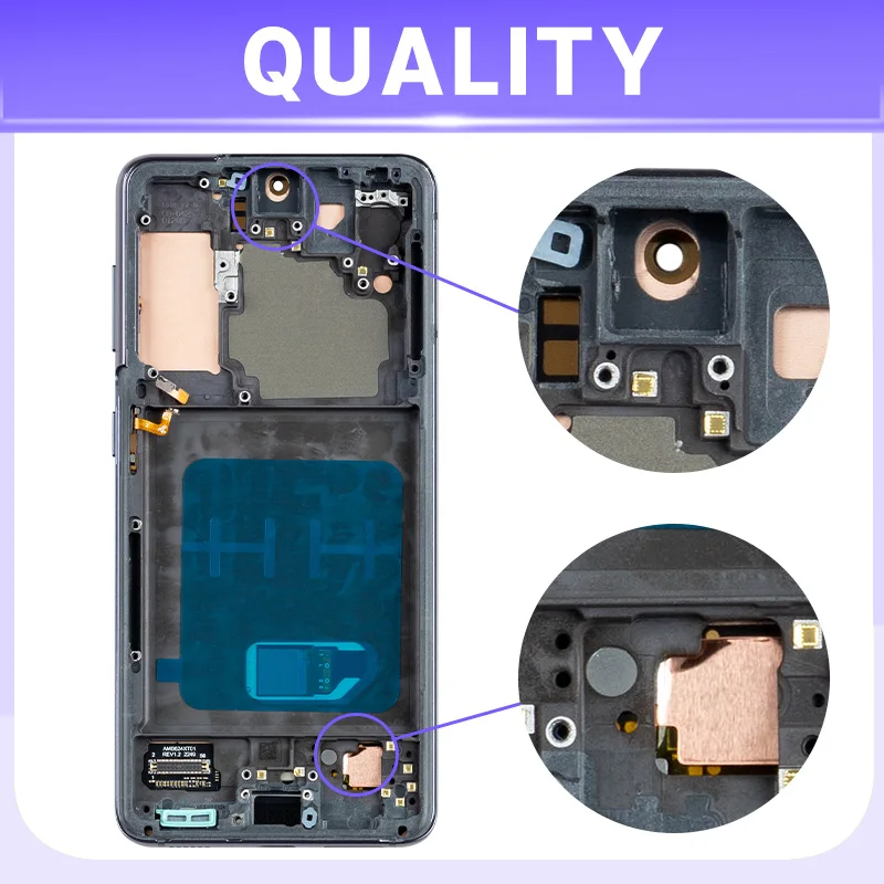 Super AMOLED For Samsung Galaxy S21 5G SM-G991B LCD Display Touch Screen Digitizer For Samsumg S21 G991N G991U LCD With Frame