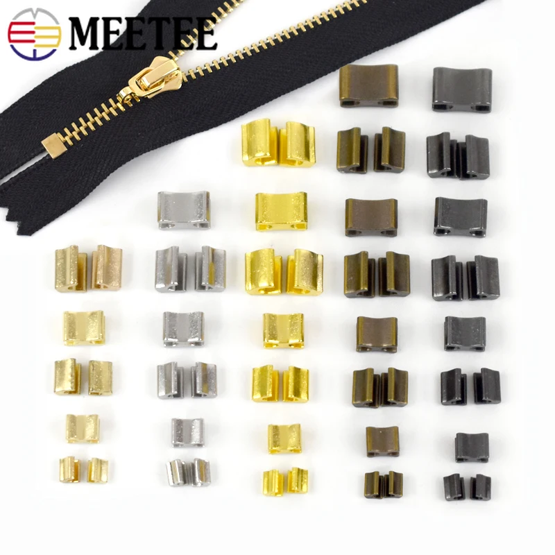 20sets Zipper Stopper Non-slip for 3# 5# 8# 10# Close-end Metal Zippers Zip Repair Kit Replacement DIY Accessories Tailor Tools