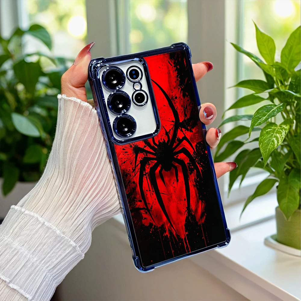 Red Spider Logo Electroplated Clear Corner Shockproof Case Phone Cover For Samsung S26 S25 S24 S23 A57 A53 A37 A10S