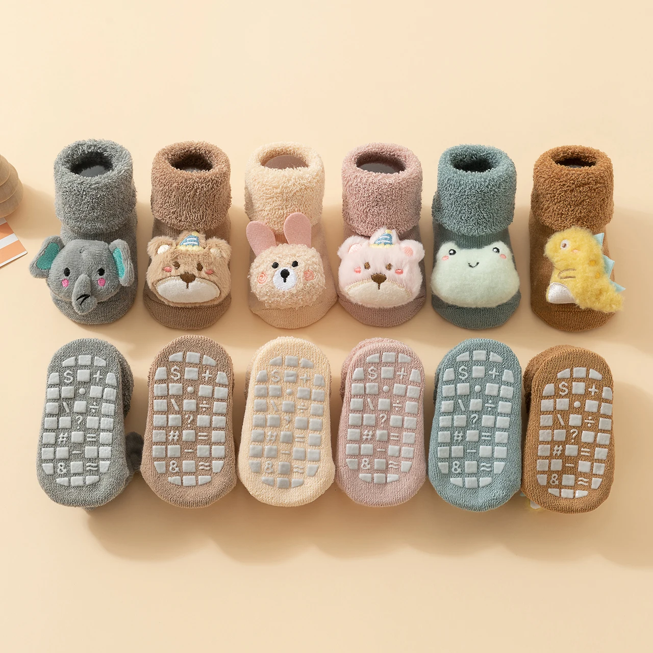 

Зимние детские плюшевые носки, нескользящие носки-тапочки для малышей, милая мультяшная кукла, детские средние носки-трубы, термообувь для новорожденных от 0 до 3 лет