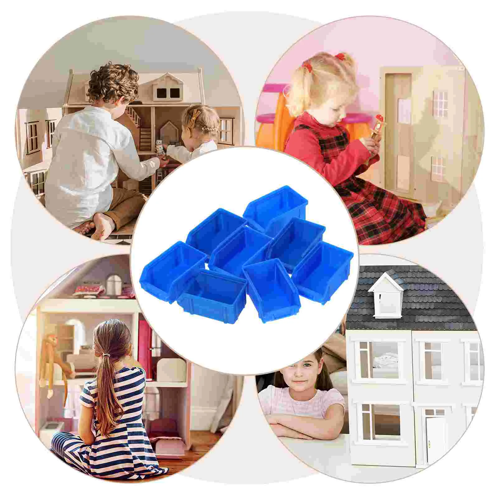 12 Pcs Storage Basket Mini Shelf Model Miniature Furniture House Crafts Blue Simulation Accessory Dollhouse Accessories