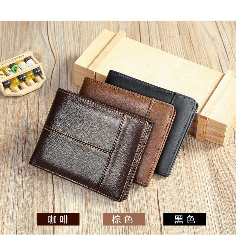 

Мужской кошелек в стиле ретро, тонкий деловой противоугонный портативный деловой многофункциональный кошелек из воловьей кожи с RFID