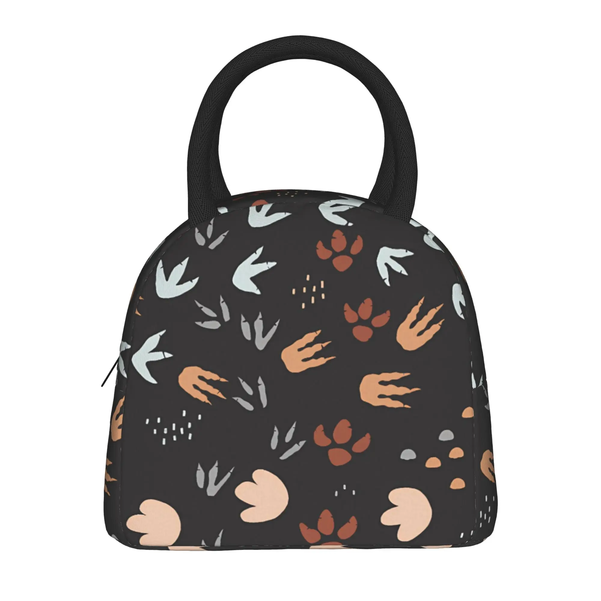 

Dinosaur footprint tracks Lunch Bag For Child Graphic Lunch Box Kawaii Office Cooler Bag Portable Oxford Thermal Tote Handbags
