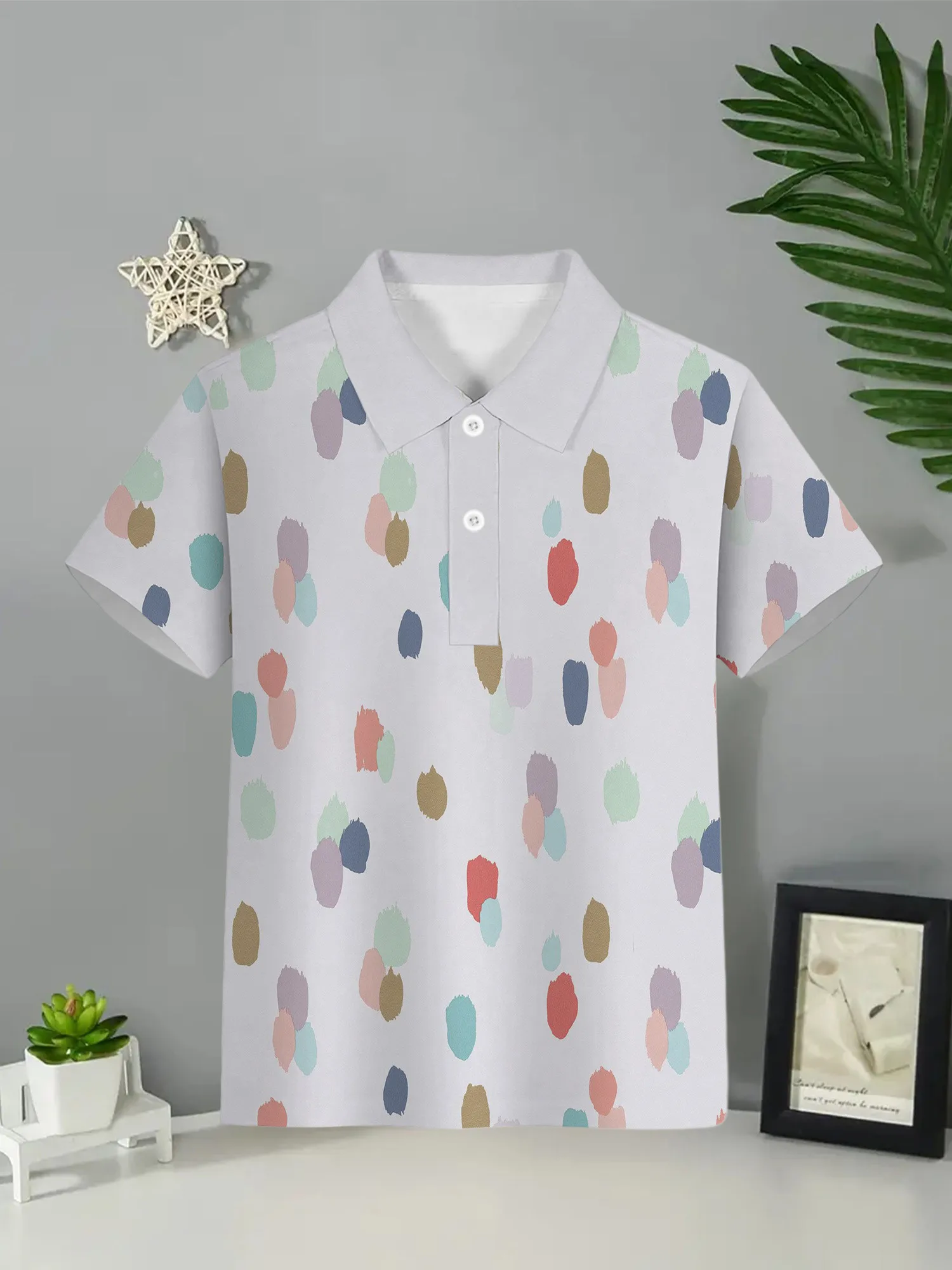 Polo Shirts 2024 Summer New Kids Boys Fashion Breathable Print Short Sleeve Lapel Collar Shirt Children Top Kids Tee Shirt