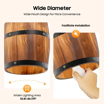 復古木質酒桶吊燈 E26 鄉村閣樓風格吊燈 工業風吸頂吊燈 適用於酒吧咖啡廳餐廳 10 best sales 工業光澤 - №8