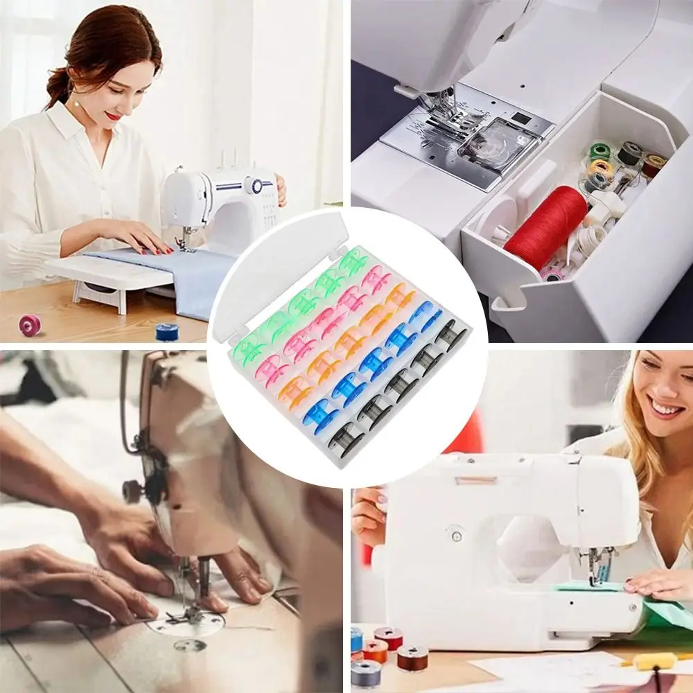

25 шт. DIY пластиковые шпульки для швейной машины, бытовые швейные аксессуары, инструменты для шитья, пустые шпульки, коробка для хранения