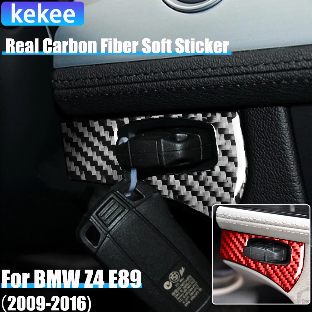 

Real Carbon Fiber Car Accessories Engine Start Panel Cover Soft Sticker For BMW Z4 E89 2009 2010 2011 2012 2013 2014 2015 2016