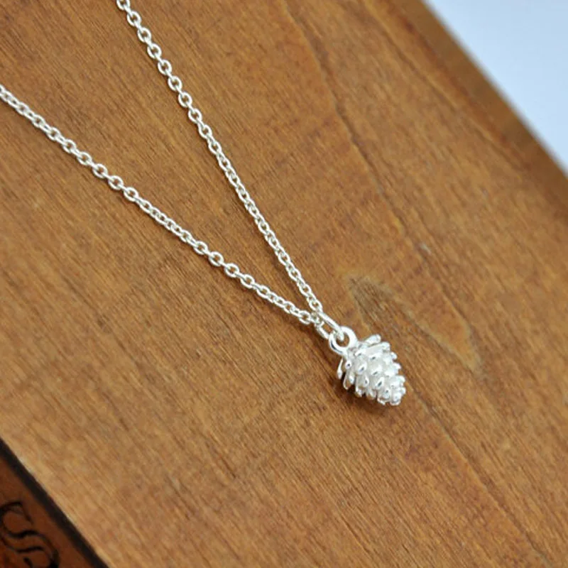 Neue Modische 925 Sterling Silber Tannenzapfen-Pflanzen-Anhänger Persönliche Schlüsselbeinkette XL154