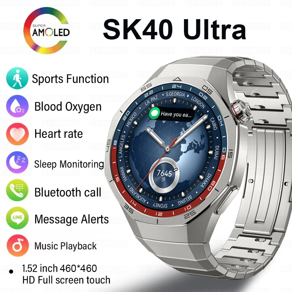 New SK40 Ultra Smart Watch Lingdong island AMOLED HD Screen Bluetooth Call NFC GPS Heart rate waterproof Men Women SmartWatch