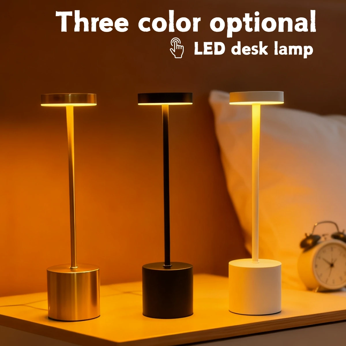 Minimalist LED Rechargeable Touch Desk Lamp with Three Color Bedside Creative Environment Light Bar Outdoor Decoration Night Lig