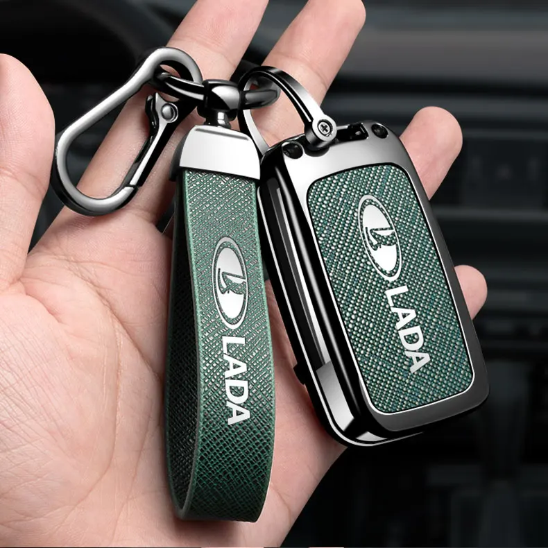 Metall-Schlüsselhülle für LADA Vesta Granta XRay Kalina Priora Sedan Sport und Renault Fluence Clio Megane Leder-Schlüsselhülle – Detail 11