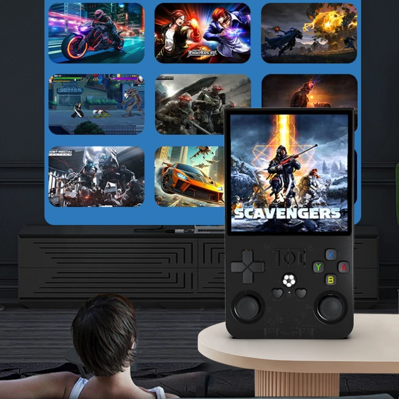 Портативная игровая консоль, 4-дюймовый IPS-экран, двойной джойстик, вибрационный двигатель, ретро-портативная видеоконсоль, игровой подарок для детей R36MAX