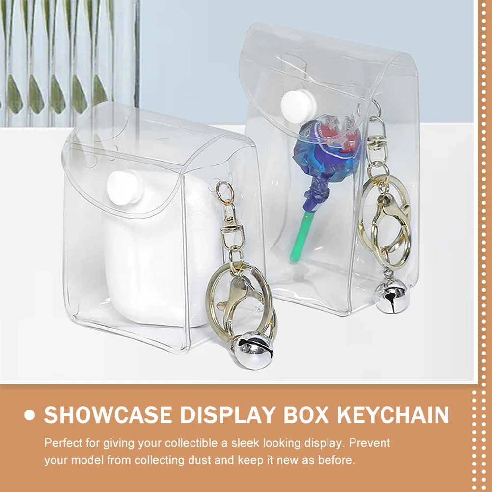 

4Pcs Hanging Bag Storage Clear Coin Purse Keychain PVC Display Case For Figurine Model Small Change Purse Women Earbud
