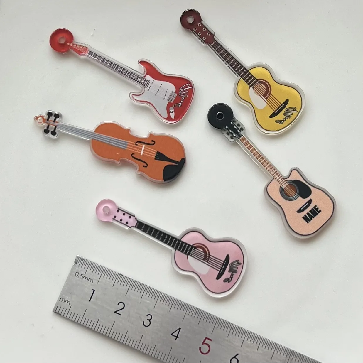 Musical Instruments Guitar Double-sided Acrylic Accessories DIY Hairpins Headwear Mobile Phone Case Accessories Crocs