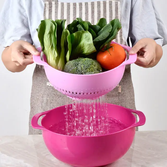 Rainbow Measuring Bowl 10PCS,Multi-purpose Vegetable Washing Draining Basket,Graduated Measuring Spoon Plastic Measuring Cup Set