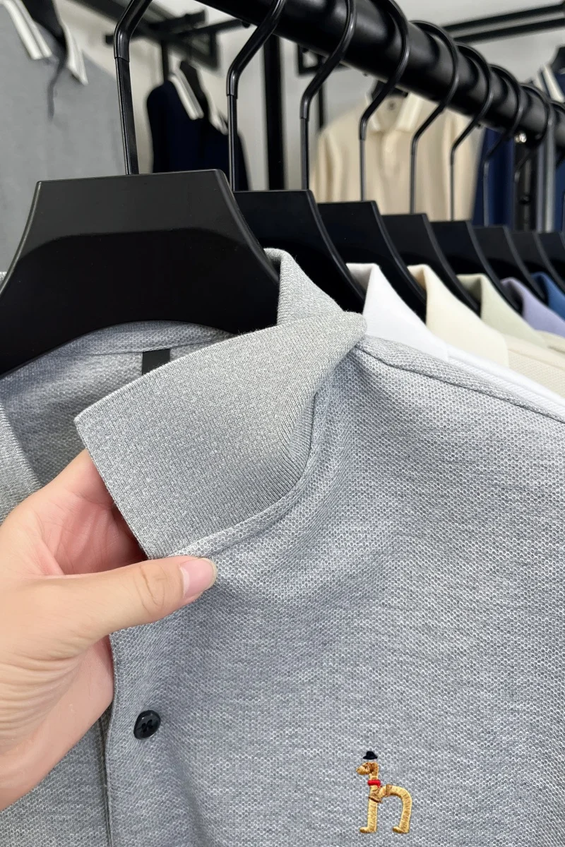 Original Marke Herren Poloshirt 100 Baumwolle Revers Hund Sticken Langarm T-Shirt Herbst Neue Business Casual Hübsche Herrenbekleidung – Detail 8