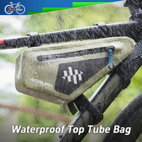 Bicycle Accessories for Mountain Bike Front Bag 2L on The Frame Road Cycling Waterproof MTB Bike Top Tube Bag with Velcro Green