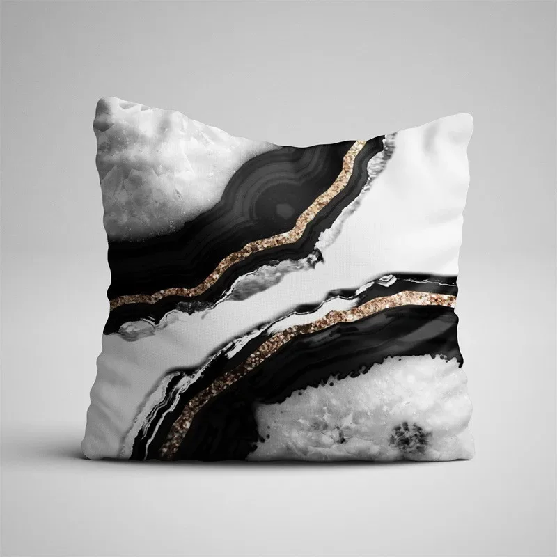 Luxury Gray Vintage Marble Black Agate Throw Pillow Case Nordic Mable Cushion Covers for Home Sofa Chair Decorative Pillowcase