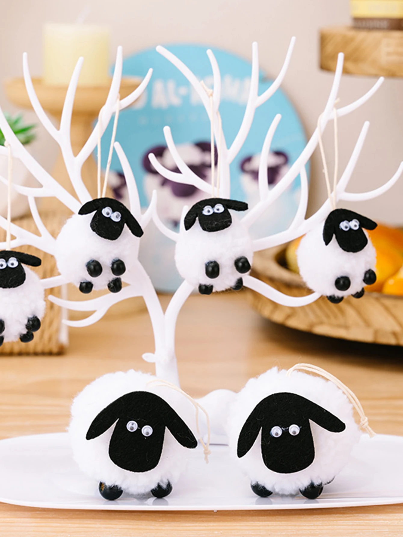 Mini Black White Eid al-Adjha Sheep Hanging Decoration Id al-Adjha Decorations Sheep Droppings