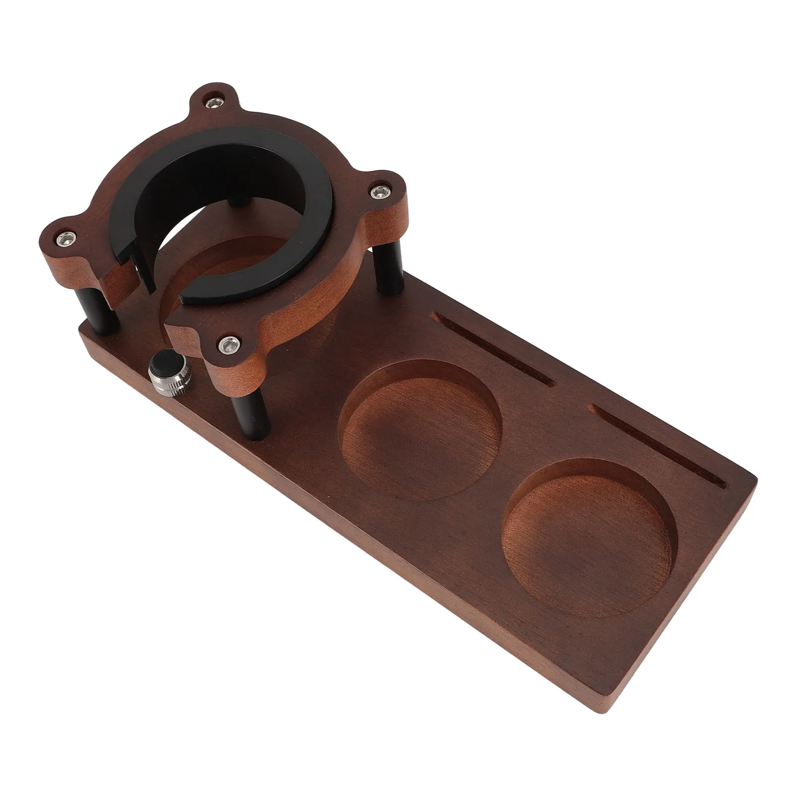 Suporte de portafilter de café para tocar estação de adulteração de café de madeira multifuncional prático para fazer café