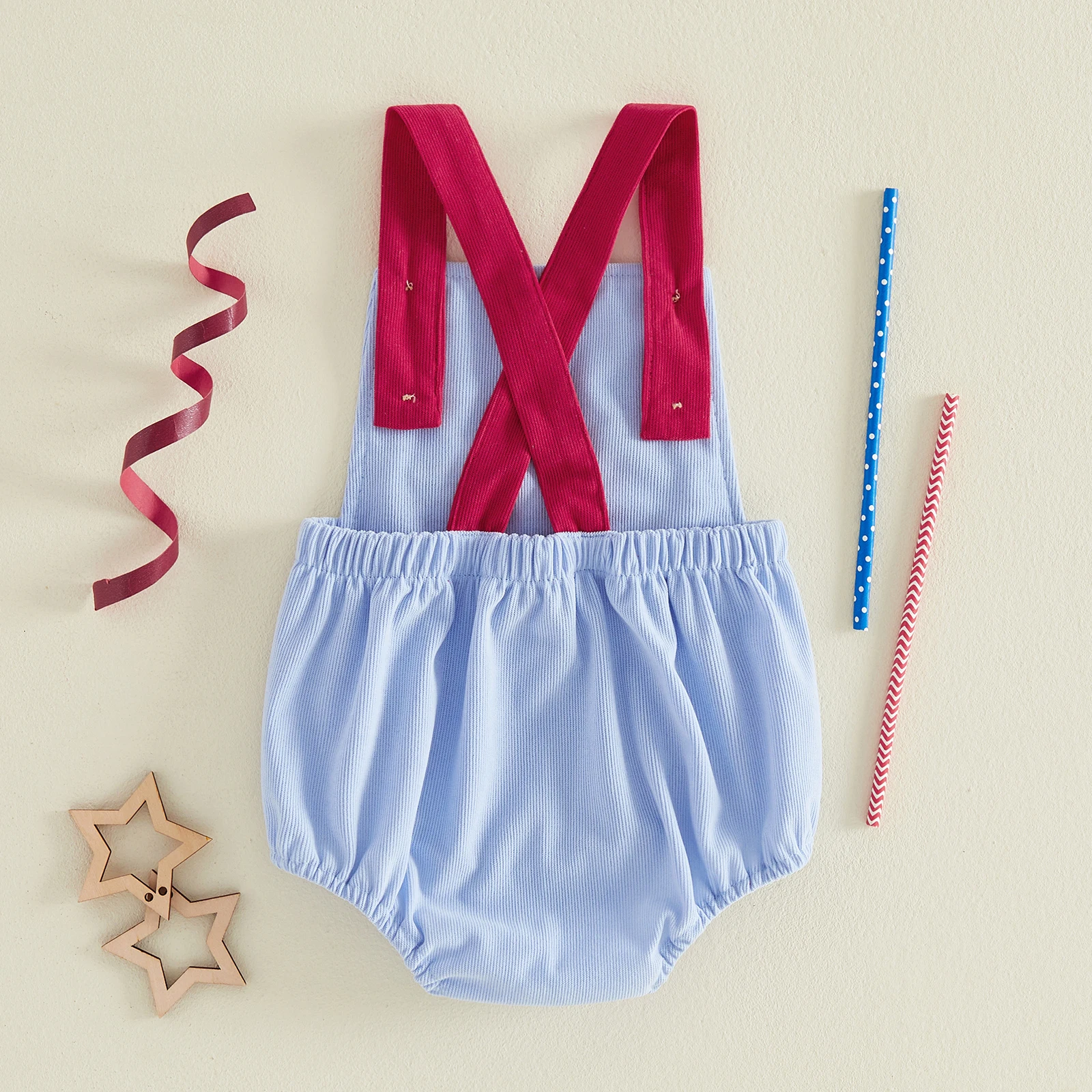 Baby 4th of July Overalls Flag Embroidery Girls Boys Sleeveless Jumpsuit Suspender Bodysuits Pants Independence Day Clothes