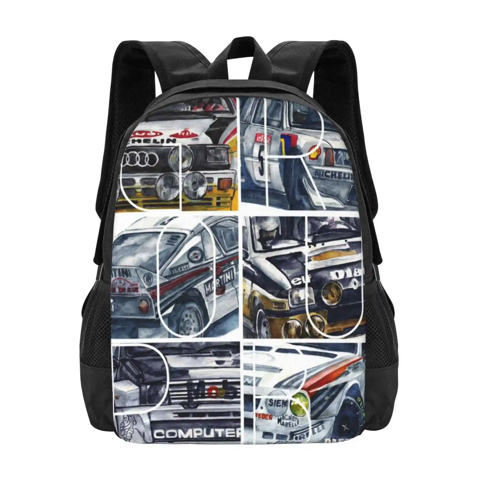 

Rally Group B Hot Sale Schoolbag Backpack Fashion Bags Group B Rally Watercolor Car Petrolheads Racing Groupb