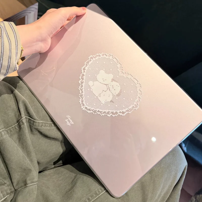 Lace Love Cute Bear Dog Crystal Laptop Case For Macbook Air 13.6 M4 NEO 15 M3 For Mac Book Pro 13 M1 M2 14 M4 M5 16 Hard Cover