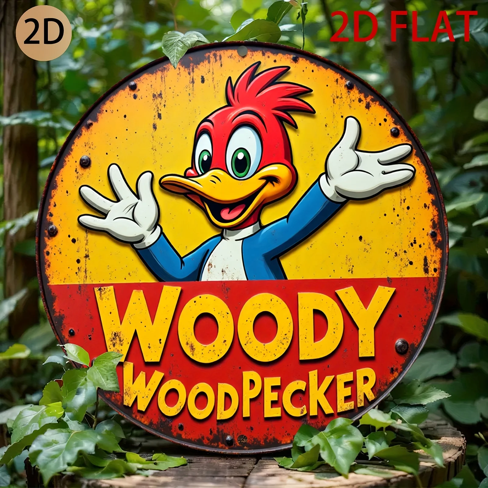 Tin Sign - Vintage Durable Metal Plaque Wall Decor, Retro Woody Woodpecker Cartoon Home Office Bar Man Cave Wall Art