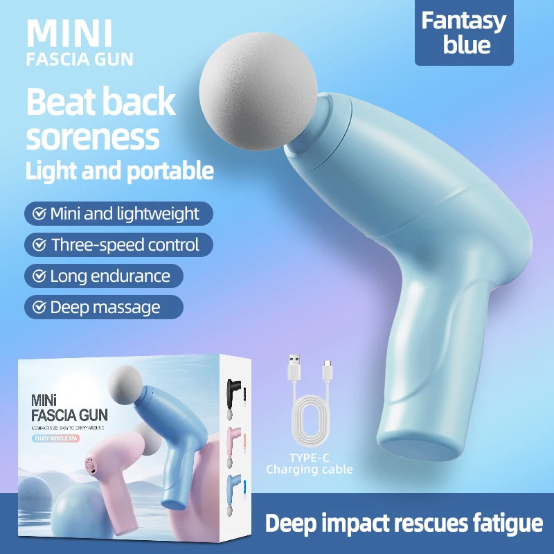 

Portable massage gunner holding deep muscle relaxor fascia therapy gym athlete home electric massager