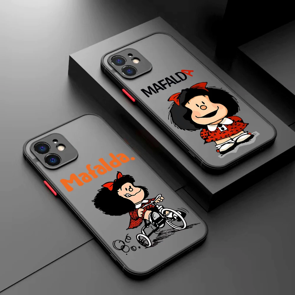 Funda de teléfono linda niña m-mafaldas para Xiaomi Redmi Note 13 12 11 10C 10X 9 9A 9T 9C 8 7 Pro Plus 5G cubierta transparente mate