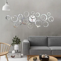 3D Stereo Acrylic Mirror Large Size Wall Clock Bubble Circle Mute Creative Living Room Bedroom Decoration Watch Fashion Fun