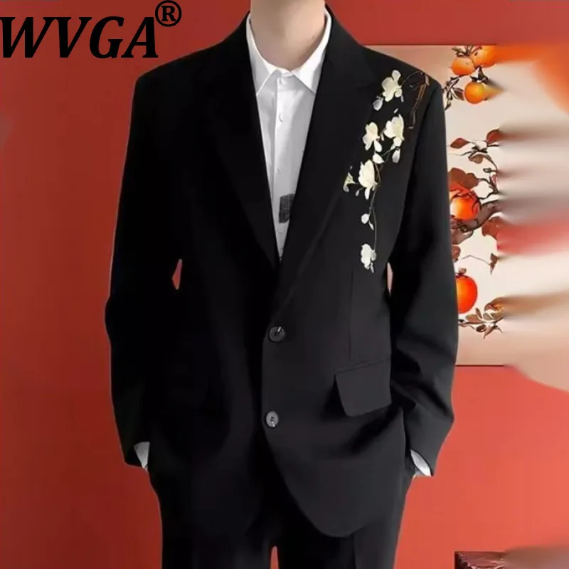 WVGA Spring Autumn New Man Tide Three-dimensional Embroidered Sequin Trendy Long Sleeve Blazer Niche Chic Casual Coat Ins W20506
