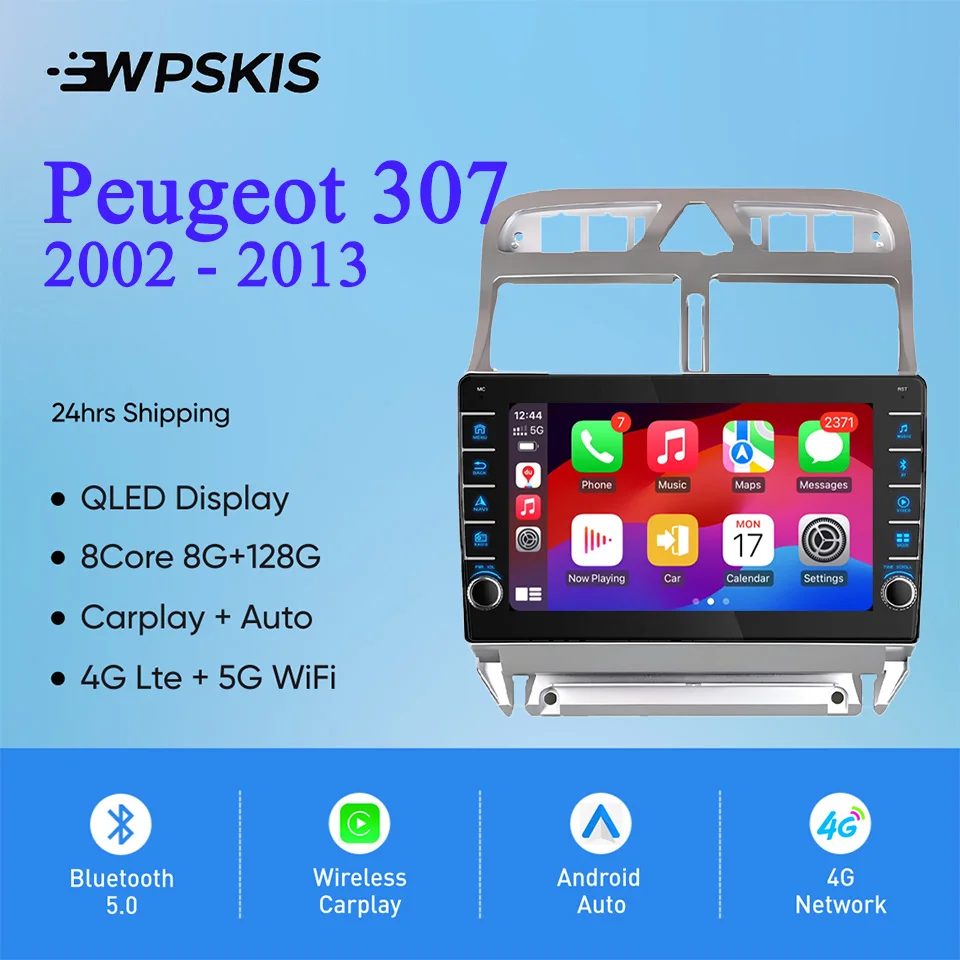 Carplay For Peugeot 307 2002 - 2013 Car Multimedia Video Music Gps Navi Monitor Auto Radio Head Unit Tape recorder DVD Cassette