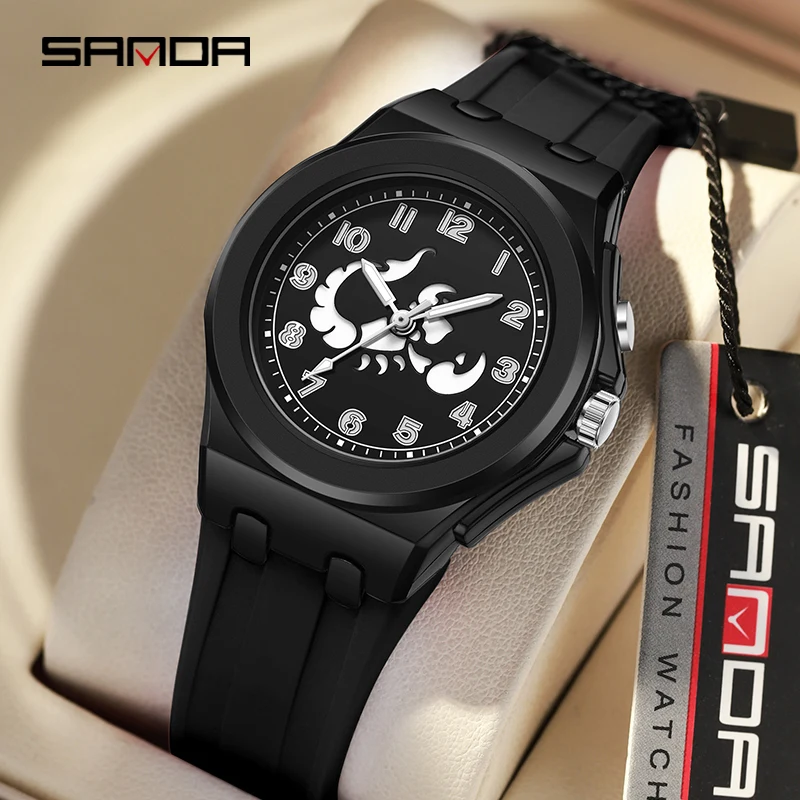 SANDA 6106 Twelve Astrological Ladies Lovely Kids Quartz Watch Waterproof Sports Students Wristwatches Boys Girls Gift
