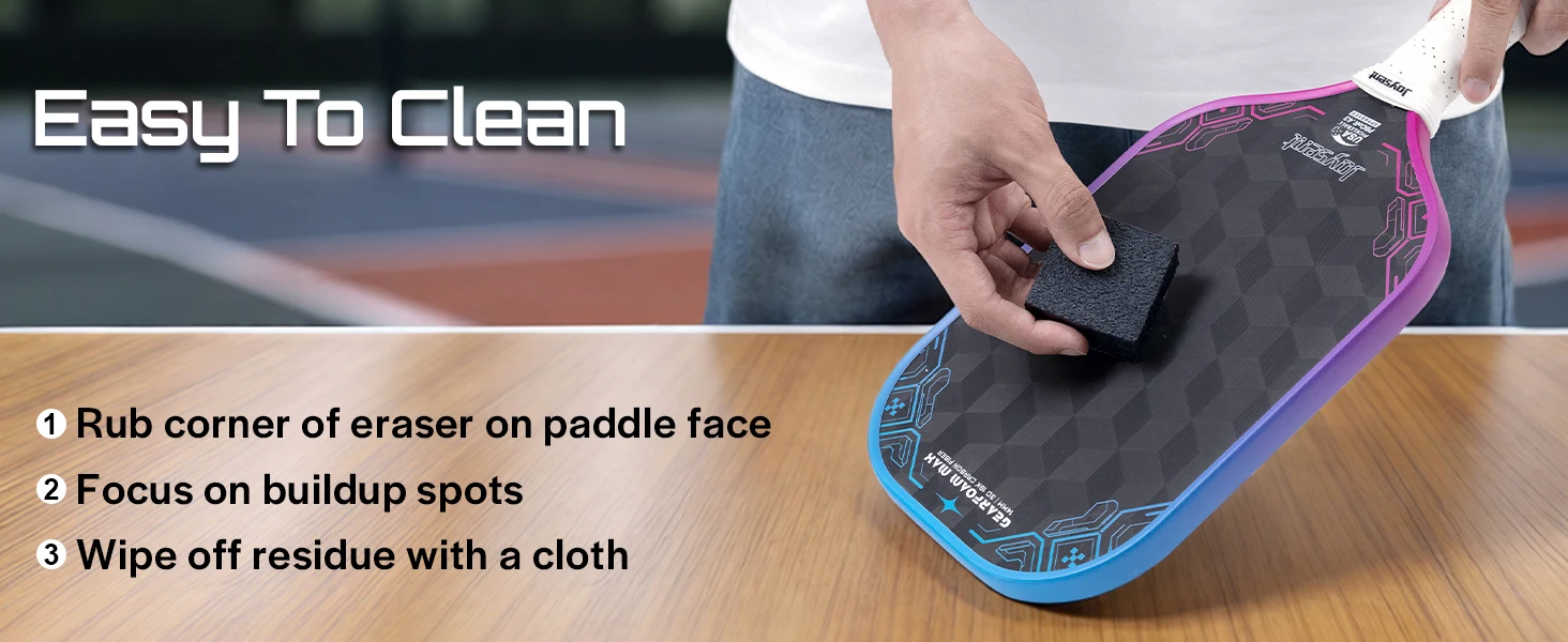 Joysent Pickleball Paddle Eraser Carbon Fiber Pickle Ball Racket Cleaner Rubber Eraser To Remove Ball Residue Dirt And Scratches