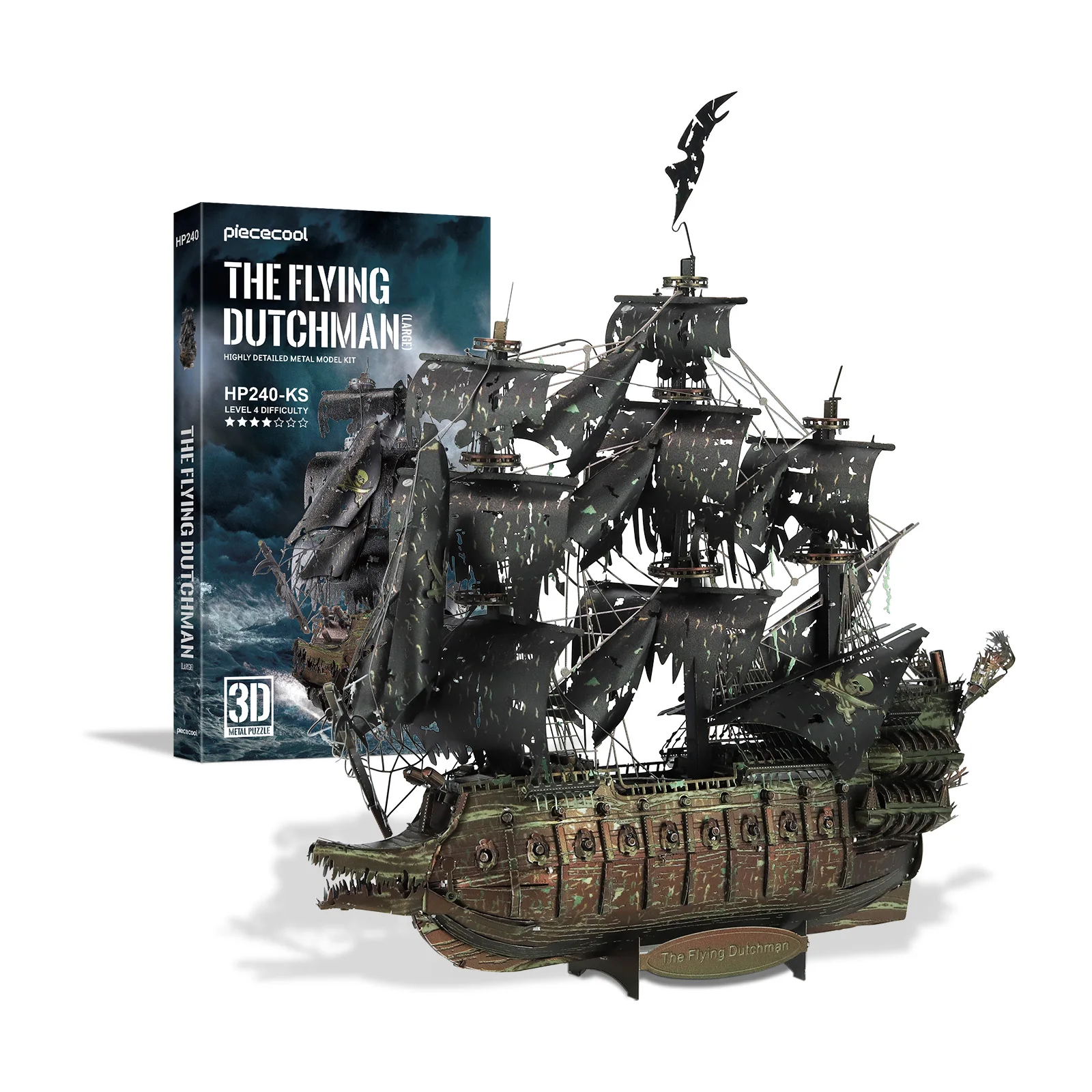 Piececool Metal 3D Puzzles for Adults The Flying Dutchman Pirate Ship Model Kits, 3D Watercraft Model Building Kit Birthday Gift