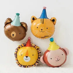 Birthday Hat Cartoon Animal Shape Aluminum Film Balloon Cat Lion Monkey Bear Children's Day Birthday Party Decoration