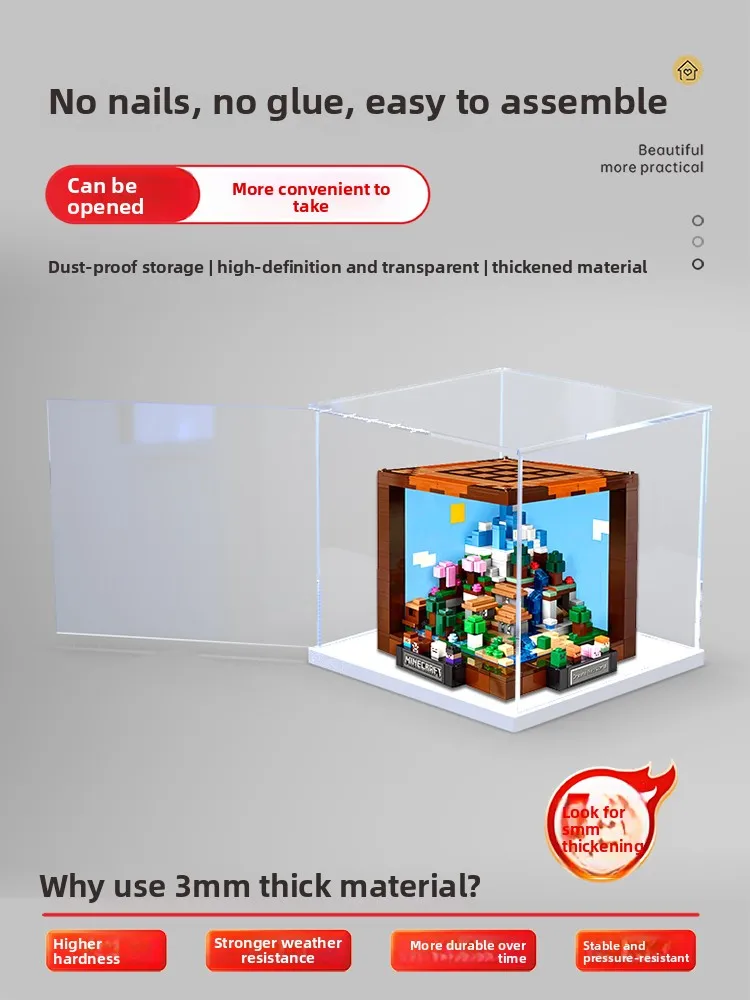 

Dust cover suitable for LEGO Minecraft Creative Workbench 21265 Figure Storage Acrylic Display Box