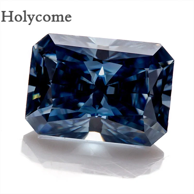 Holycome Vivid Blue Radiant Cut 3x5-10X14mm VVS1 Clarity GRA Engraving Moissanite Diamond Tester Positive for Jewelry Making